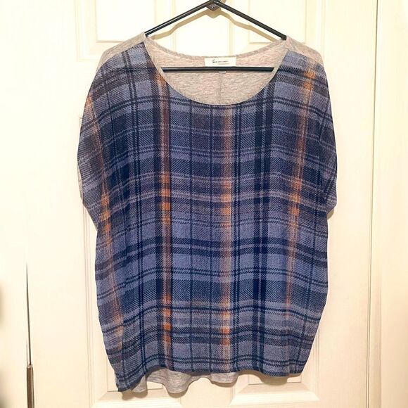 NWOT - Two by Vince Camuto Blue Plaid Sleeveless Top - Large - Picture 1 of 5